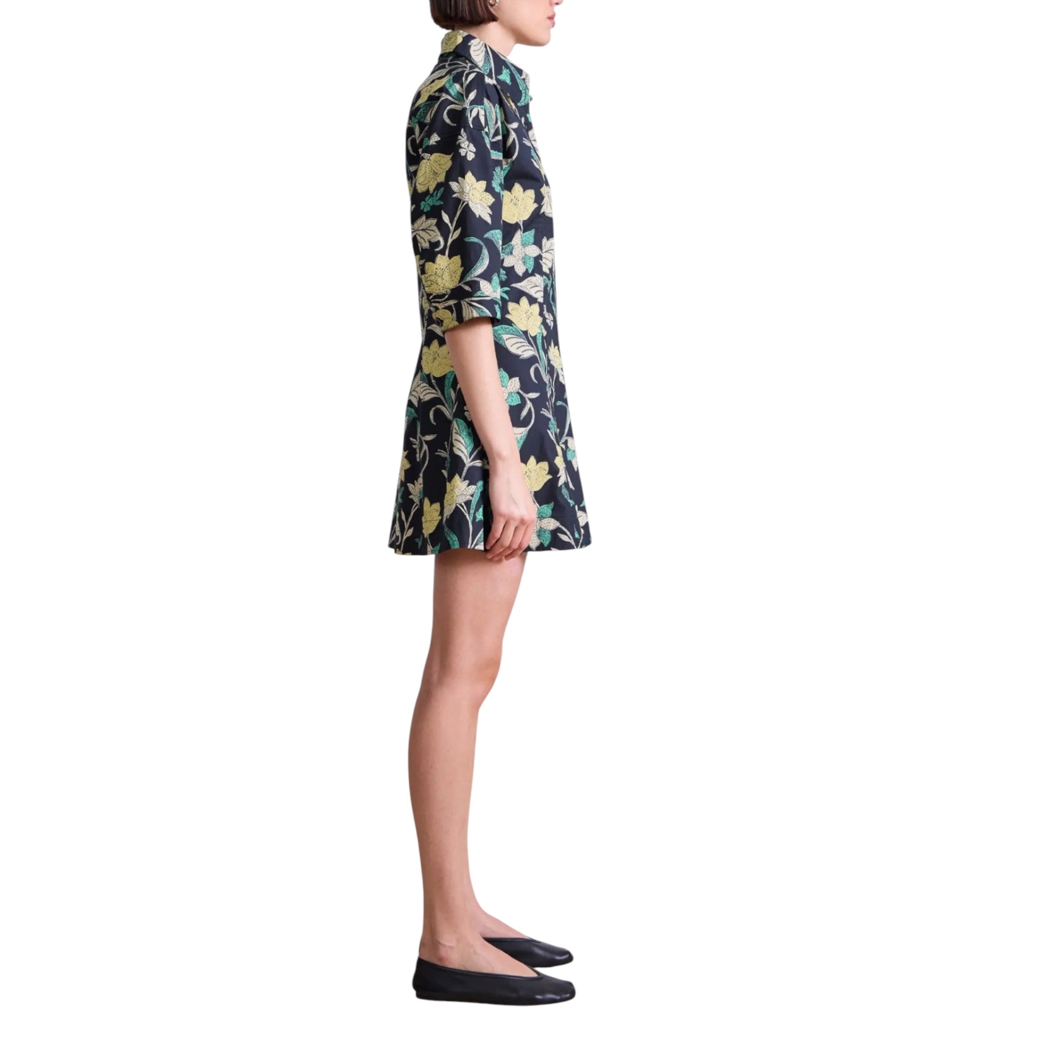 Apiece Apart Luz Mini Dress - Essa Floral Citron