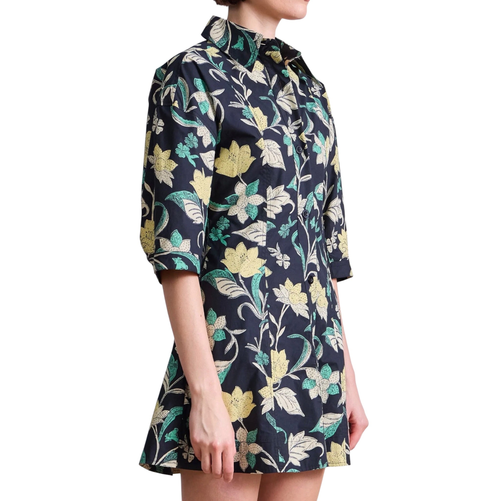Apiece Apart Luz Mini Dress - Essa Floral Citron