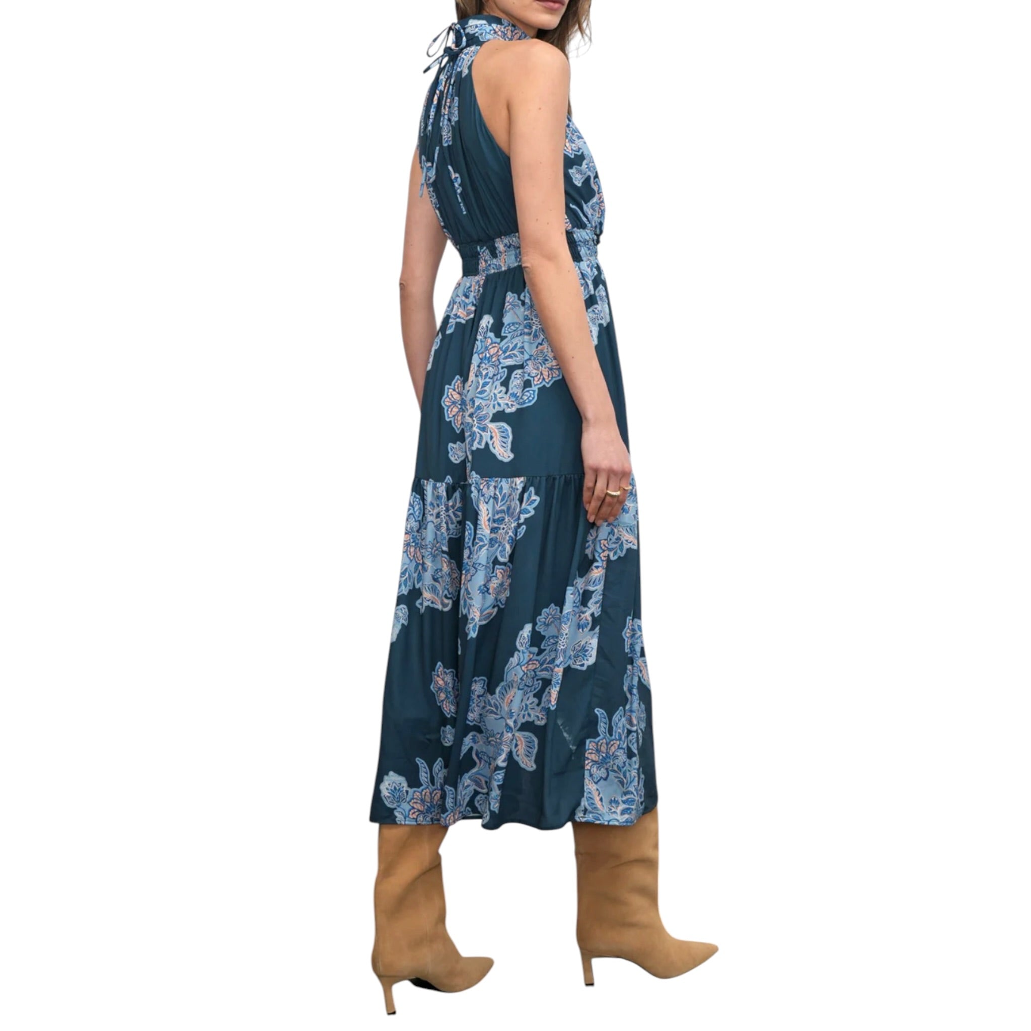Greylin Leya Halter Midi Dress - Teal
