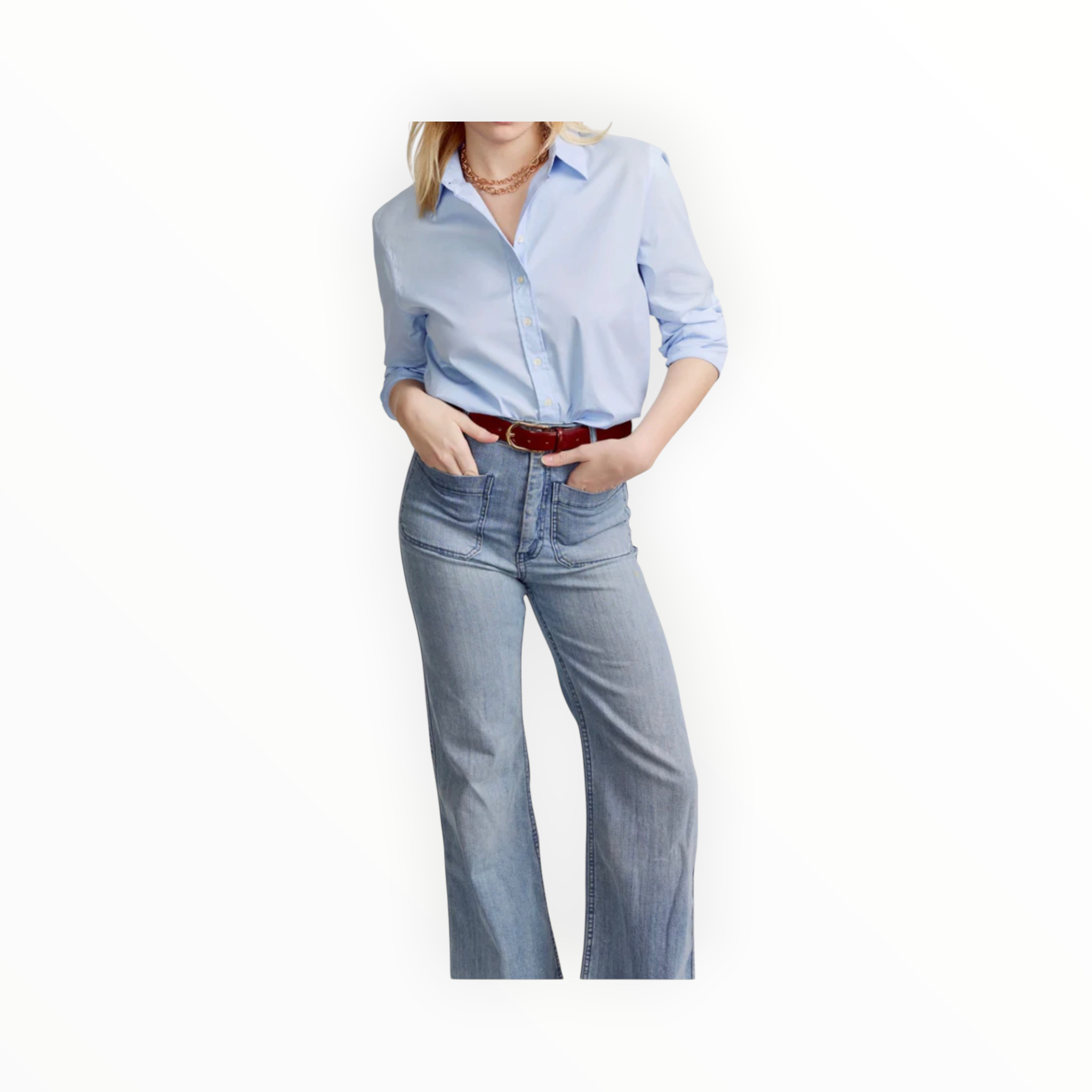 The Shirt by Rochelle Behrens Boyfriend Shirt - Blue Dawn