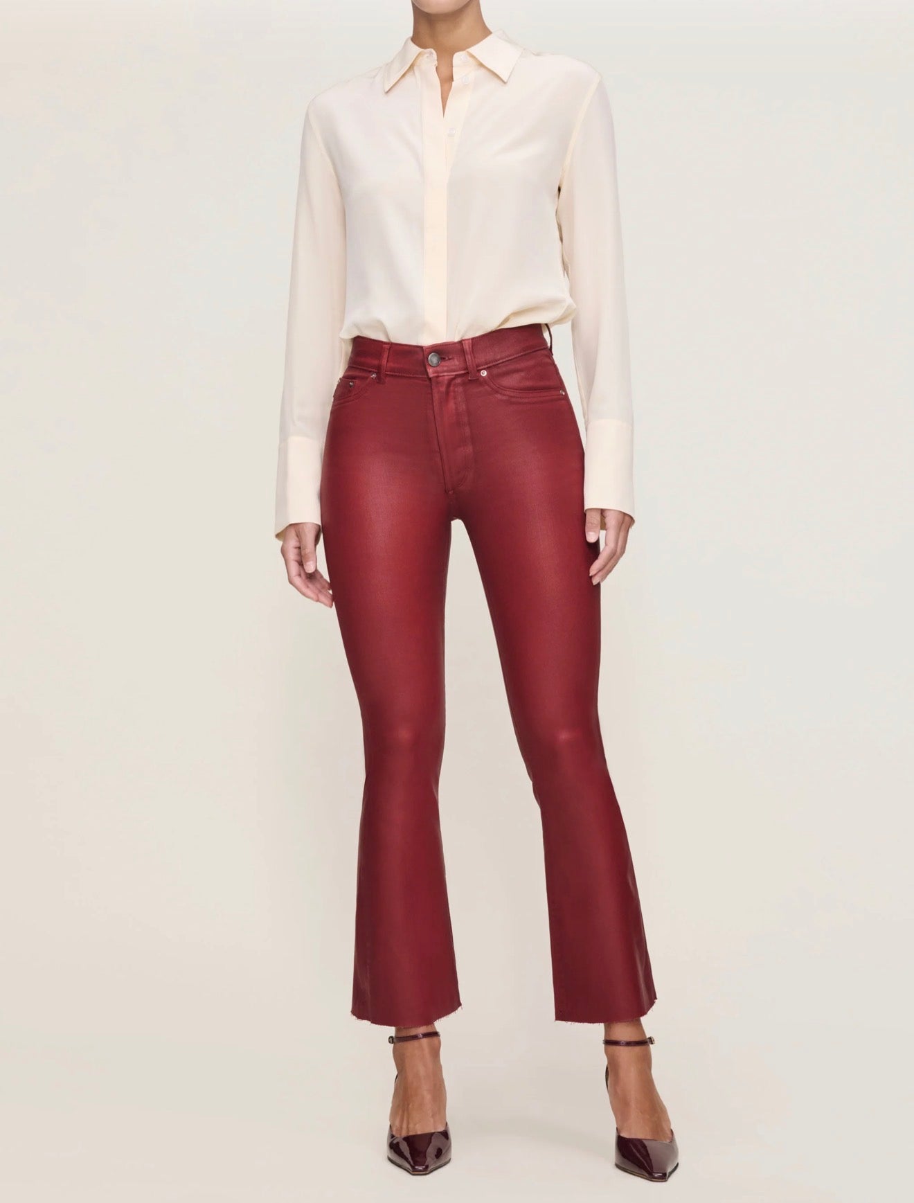 DL1961 Bridget Boot High Rise Instasculpt™ Crop Jeans - Cherry Coated