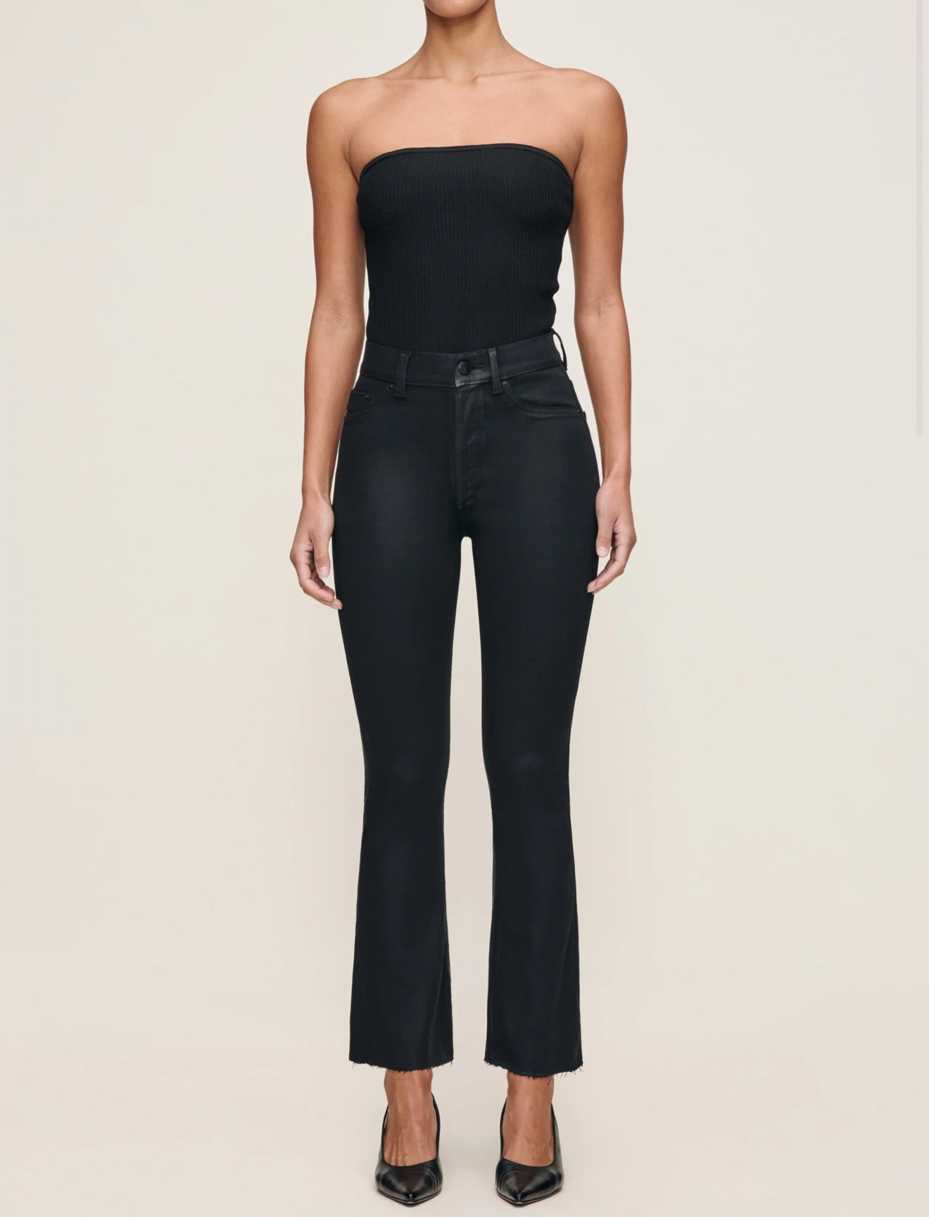 DL1961 Bridget Boot High Rise Instasculpt™ Crop Jeans - Black Coated