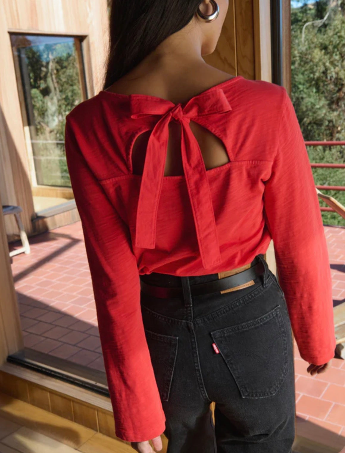 Nation Ltd Tavin Tie Back Top - Poinsettia