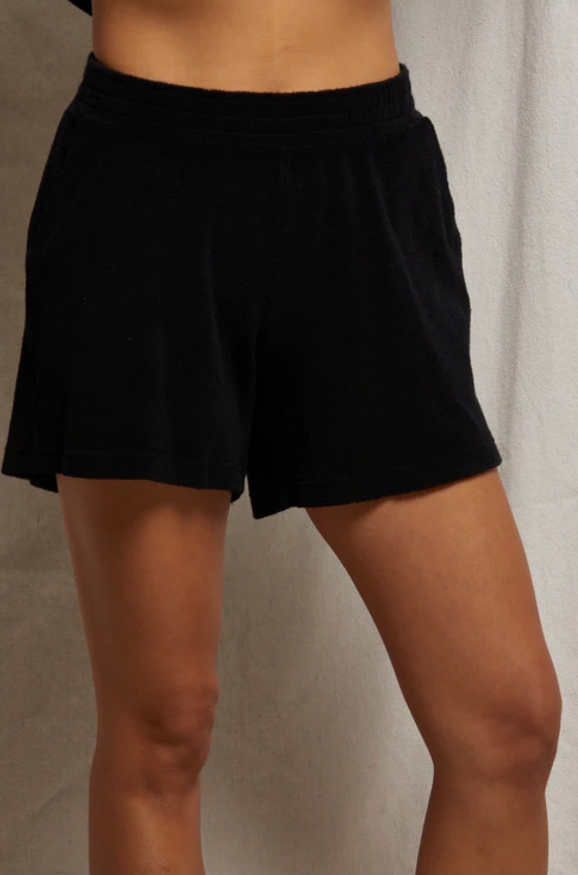 perfectwhitetee Emily Loop Terry Sweatshort - True Black