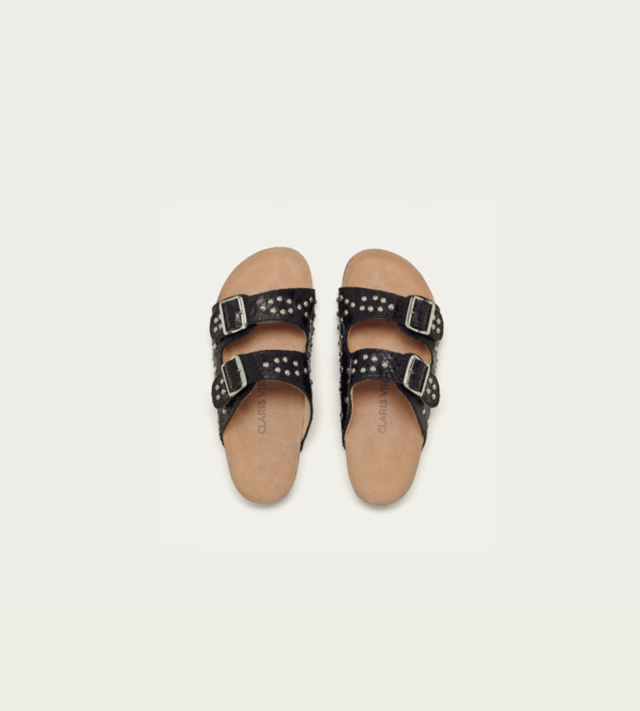 Claris Virot Odette Sandals - Black Python W/Silver Studs