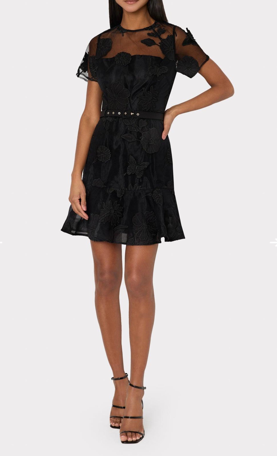 MILLY Rosie 3D Butterfly Embroidery Dress - Black | Shop Designers on Sale