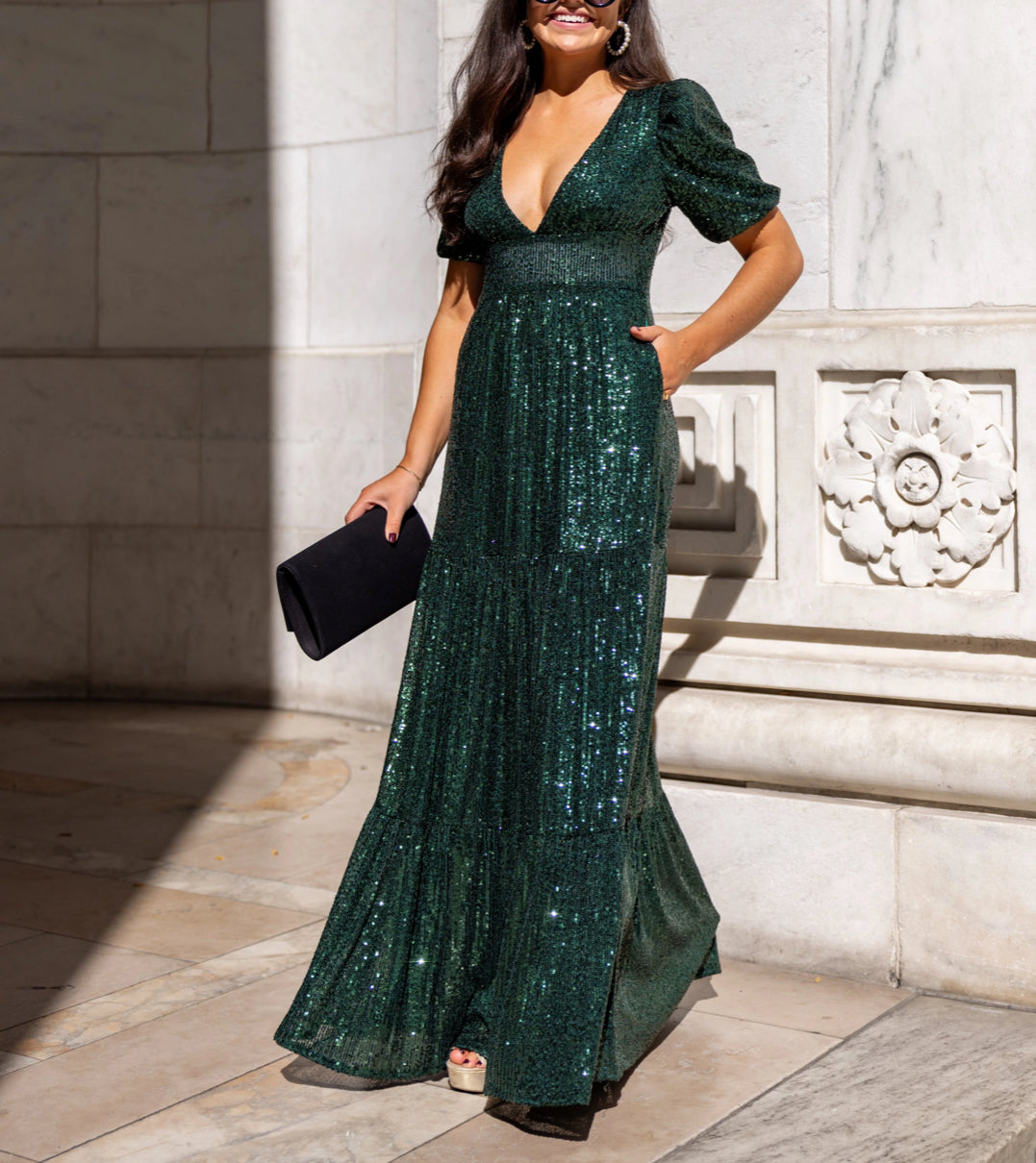 fitted lace wedding dress Sail to Sable Seersucker V-Neck Flutter Sleeve Maxi Dress Blue Ikat Print / Xs / CAB2324R