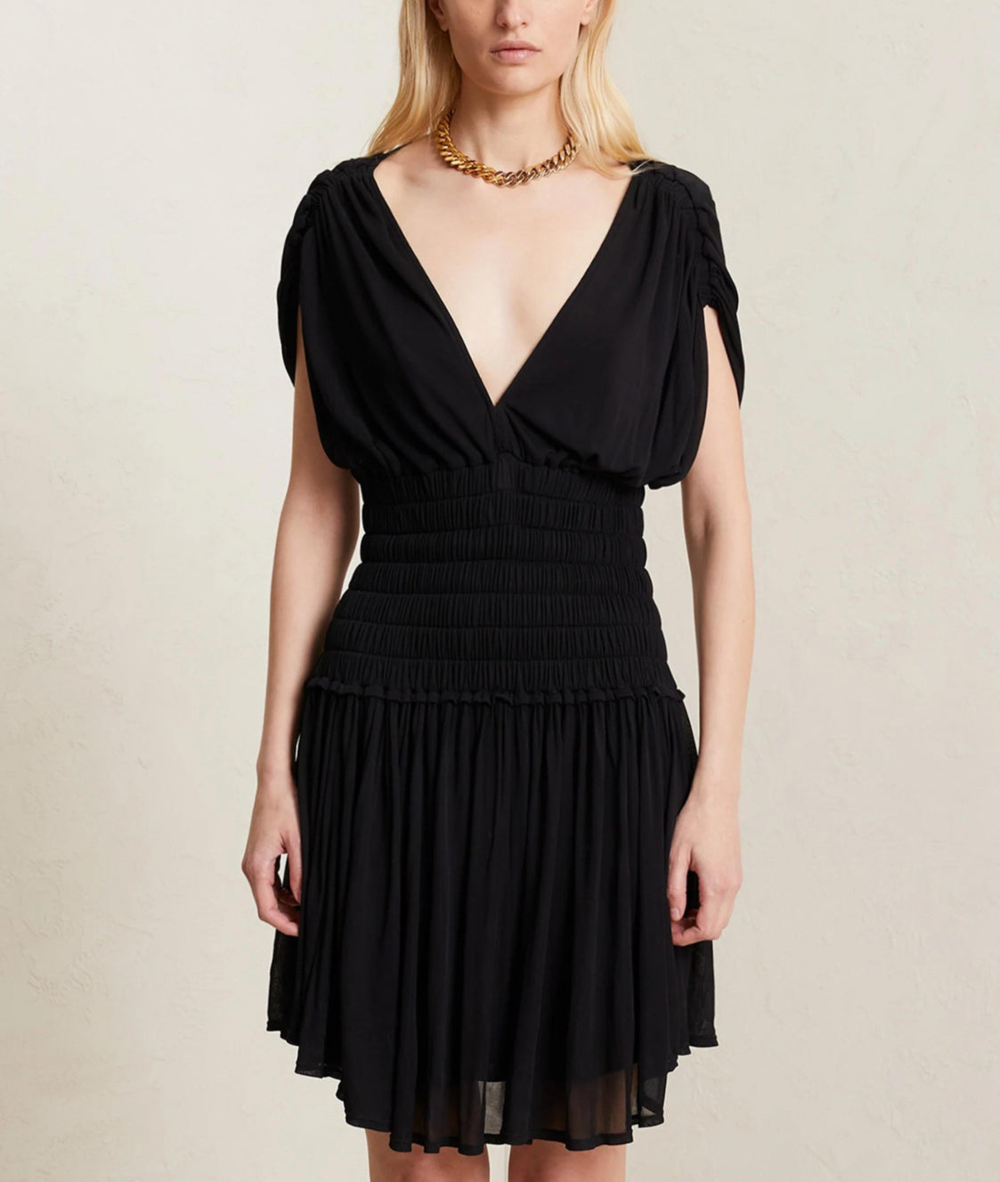alc dress black High Neck Cowl Back Mini Dress Black