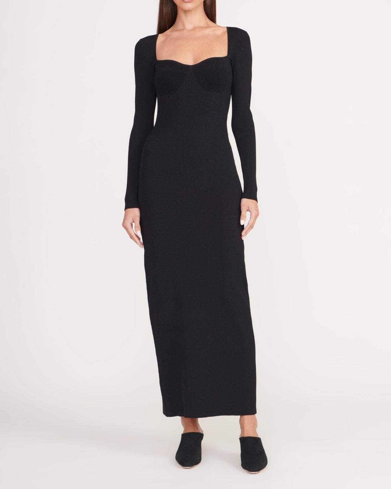 staud long sleeve dress NWT Staud Dolce Long Sleeve Cut-Out Midi Dress Black Size M