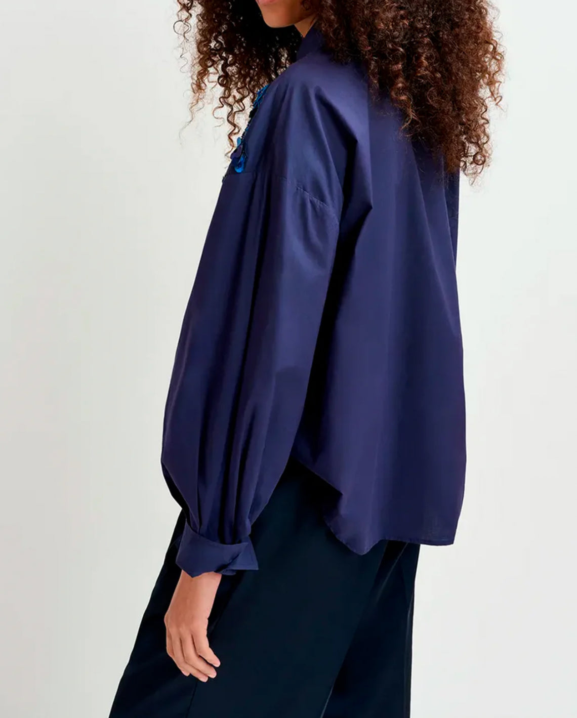 Essentiel Antwerp Gdog Sequin & Beaded Embroideries Shirt 
- Navy