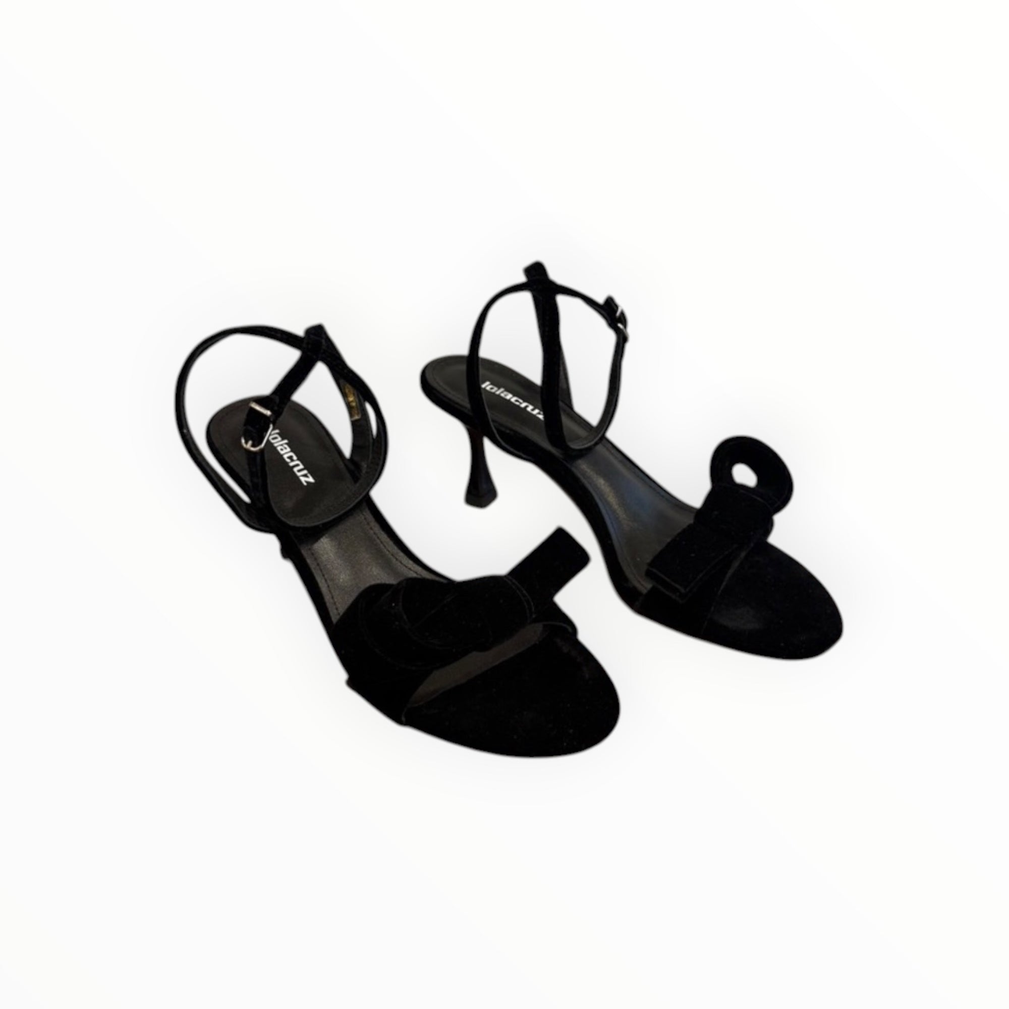 Lola Cruz Cynthia Velvet Heels 65 With Bow - Black