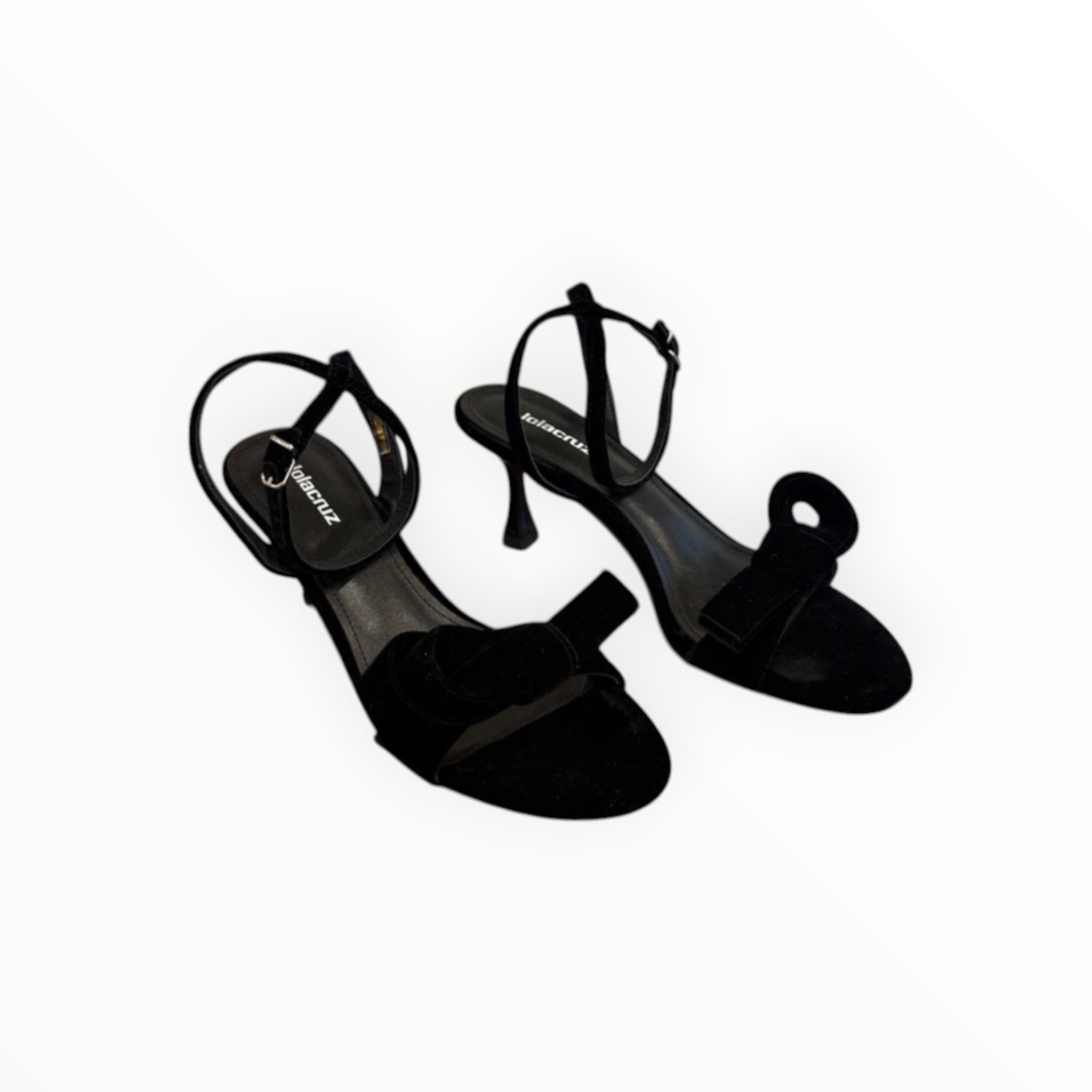 Lola Cruz Cynthia Velvet Heels 65 With Bow - Black