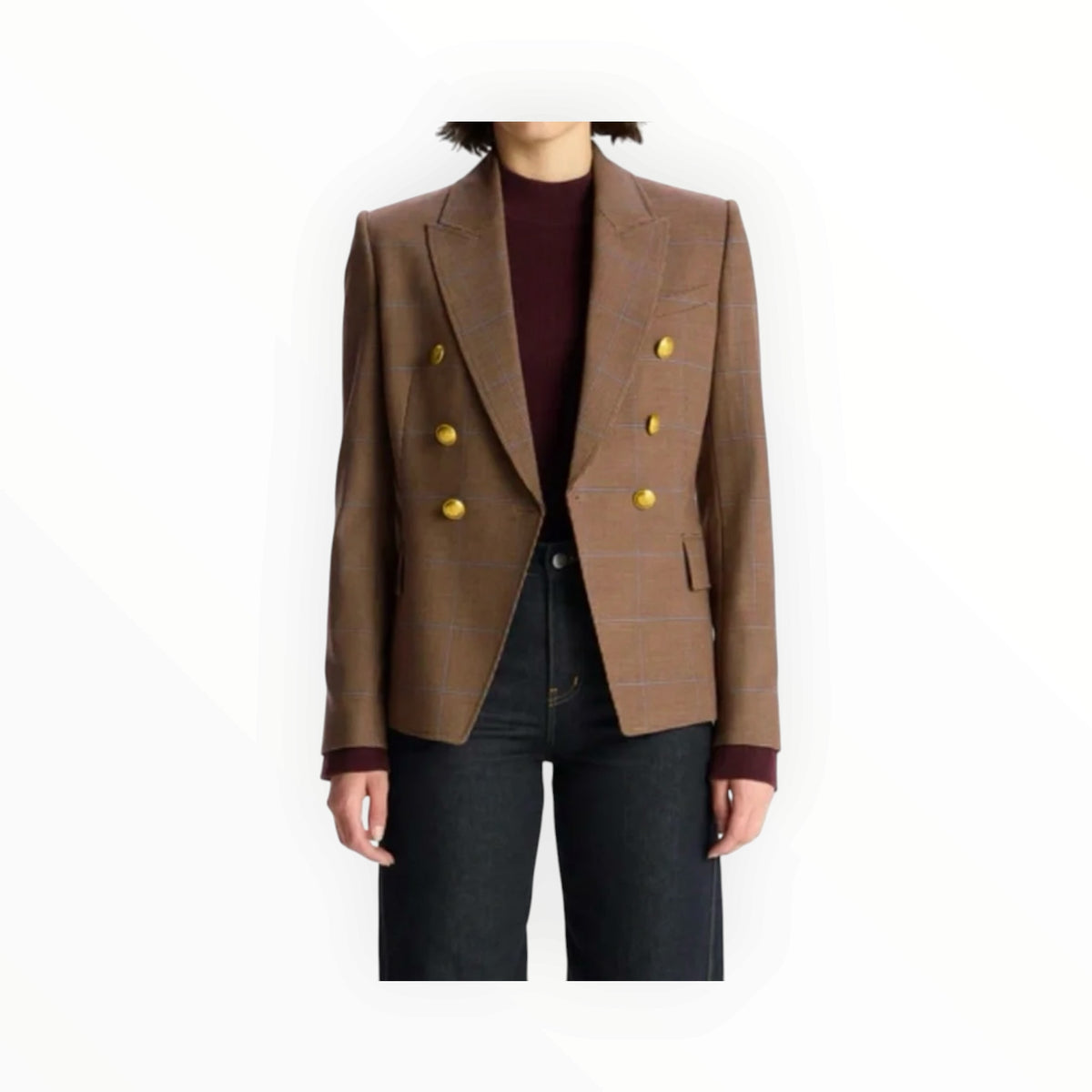 A.L.C. Chelsea Plaid Double-Breasted Blazer - Chestnut Multi