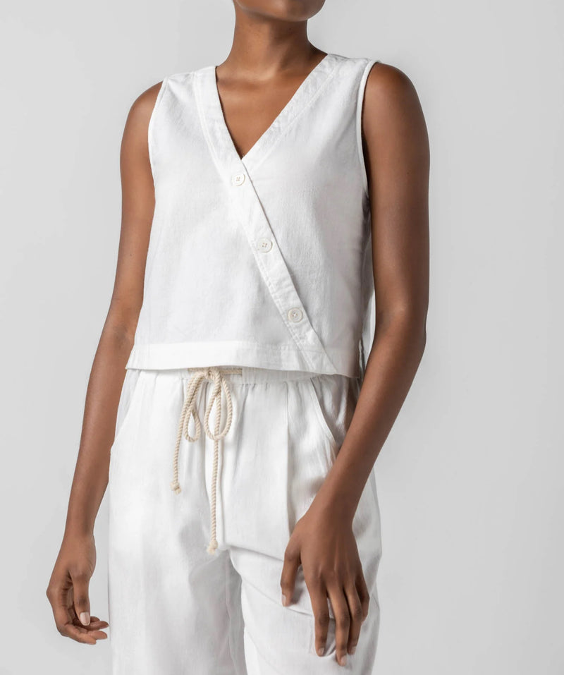 LILLA|P Cross Front Sleeveless Top -  White