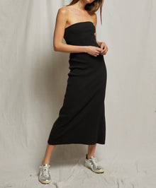 perfectwhitetee Nadine Structured Rib Strapless Dress - True Black
