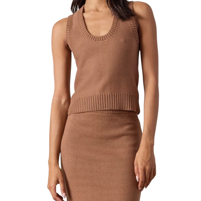 NSF Valeria Cotton Sweater Tank - Brown