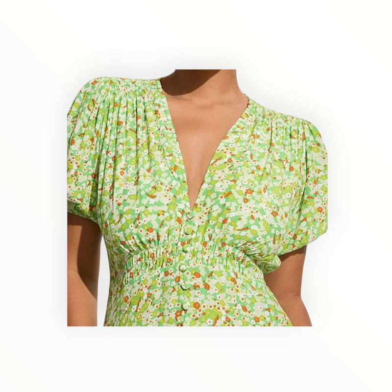 Faithful The Brand Bellavista Dress - Lou Floral Print Green
