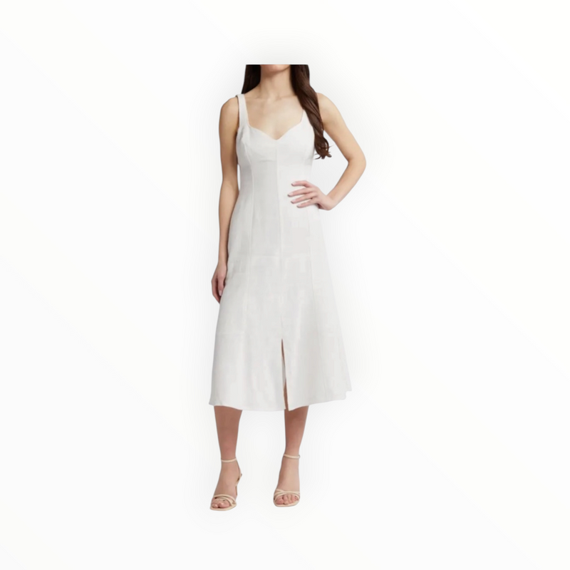 Du Paradis Sleeveless Linen Midi Dress - White