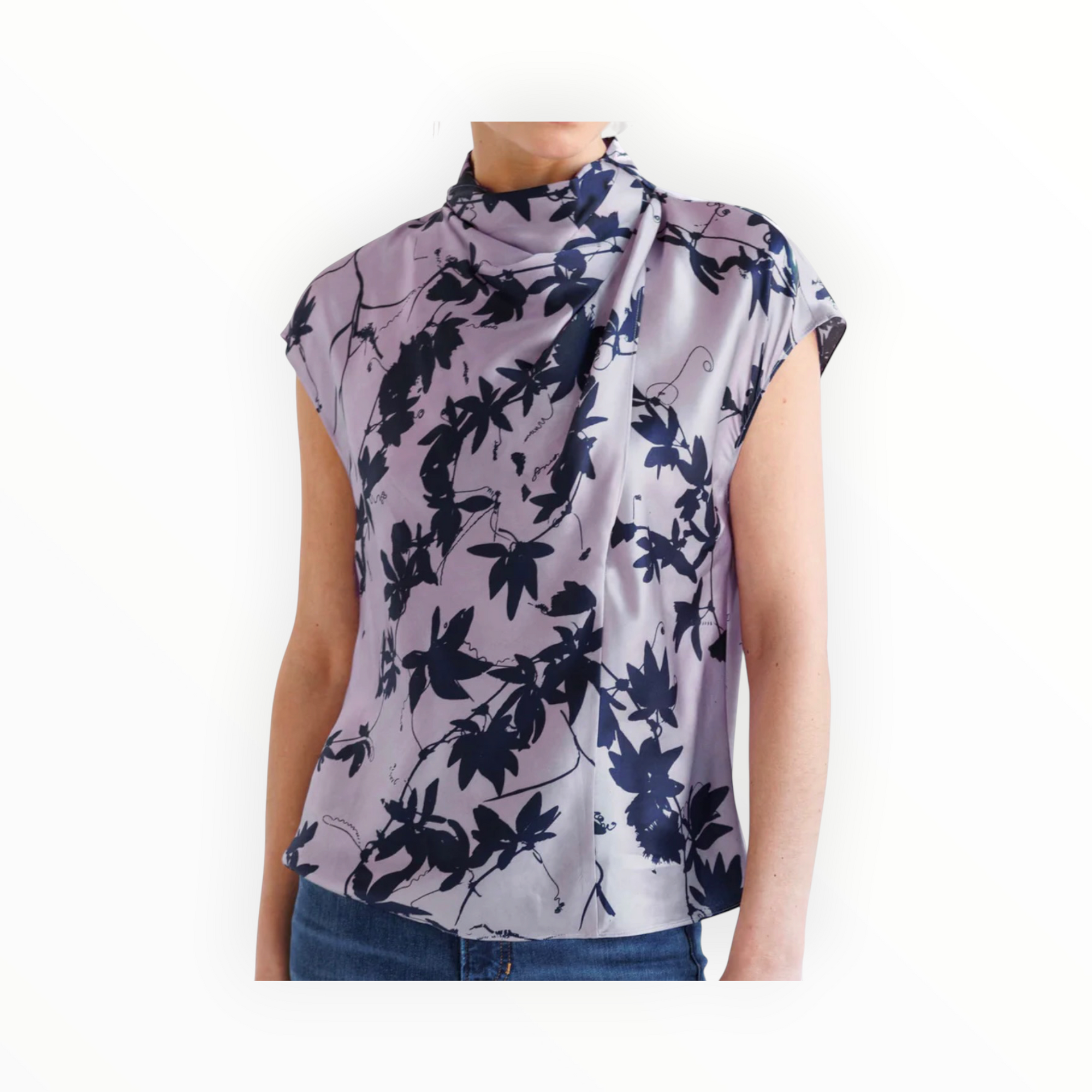 go> BY GOSILK Go Call Me A Cowl Print Blouse - Passion Flower
