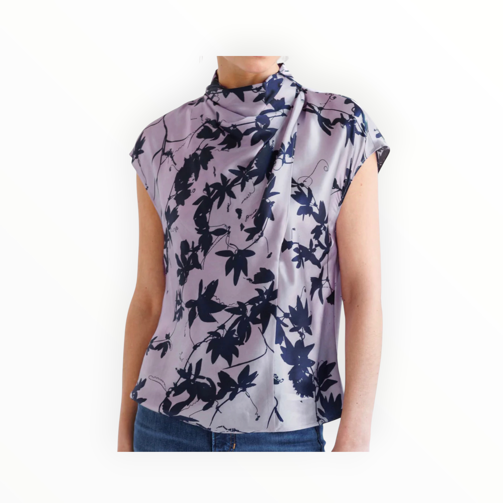 go> BY GOSILK Go Call Me A Cowl Print Blouse - Passion Flower