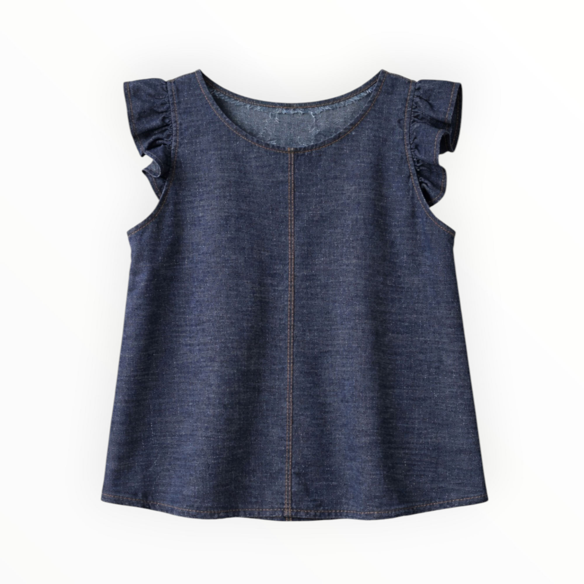 Susanne Bommer Denim Flutter Top - Indigo/Gold