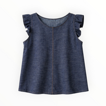 Susanne Bommer Denim Flutter Top - Indigo/Gold