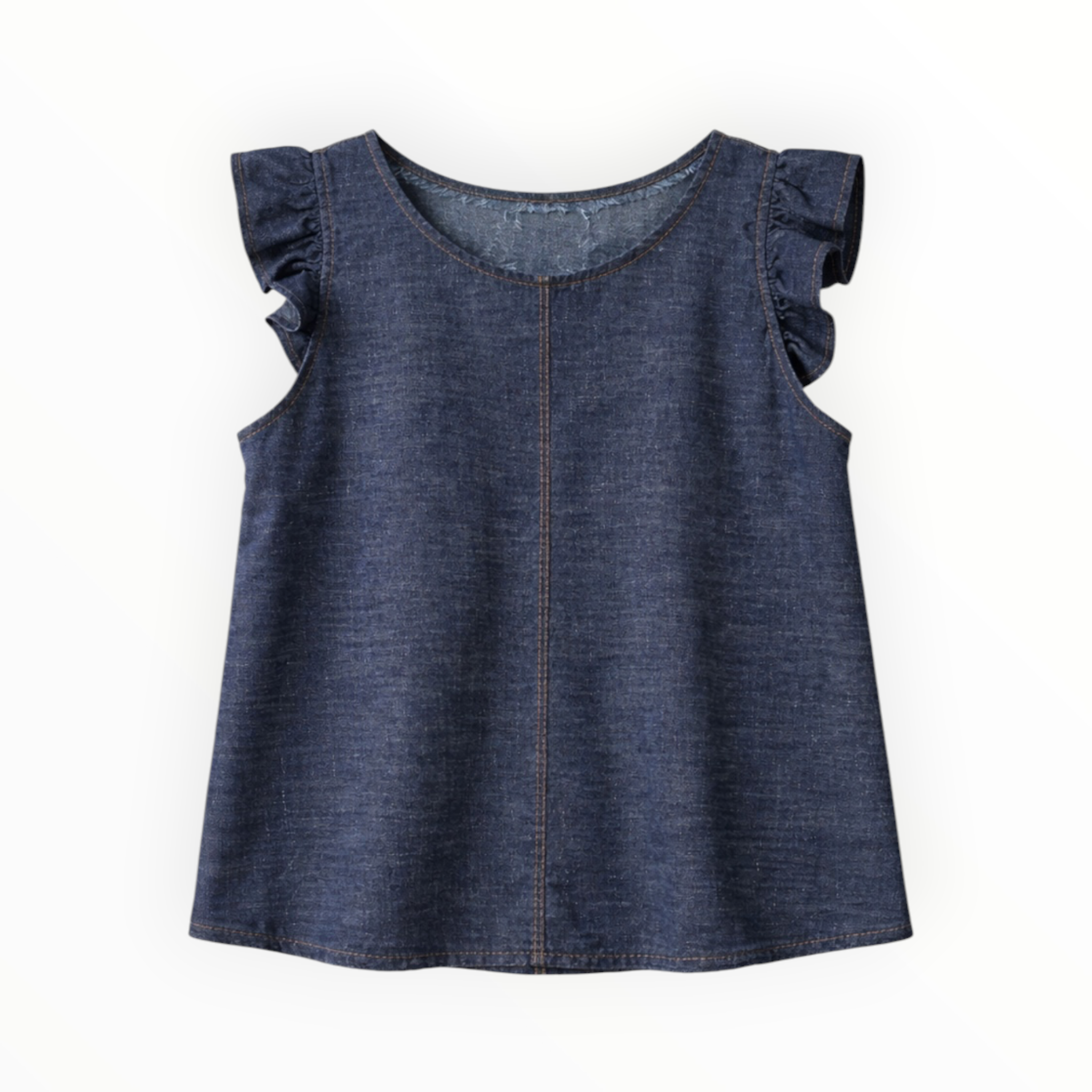 Susanne Bommer Denim Flutter Top - Indigo/Gold