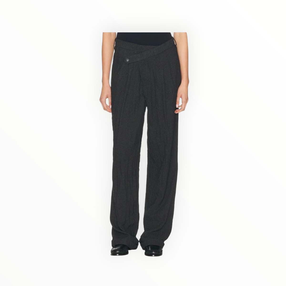 R13 Triple Pleat Crossover Trouser - Charcoal
