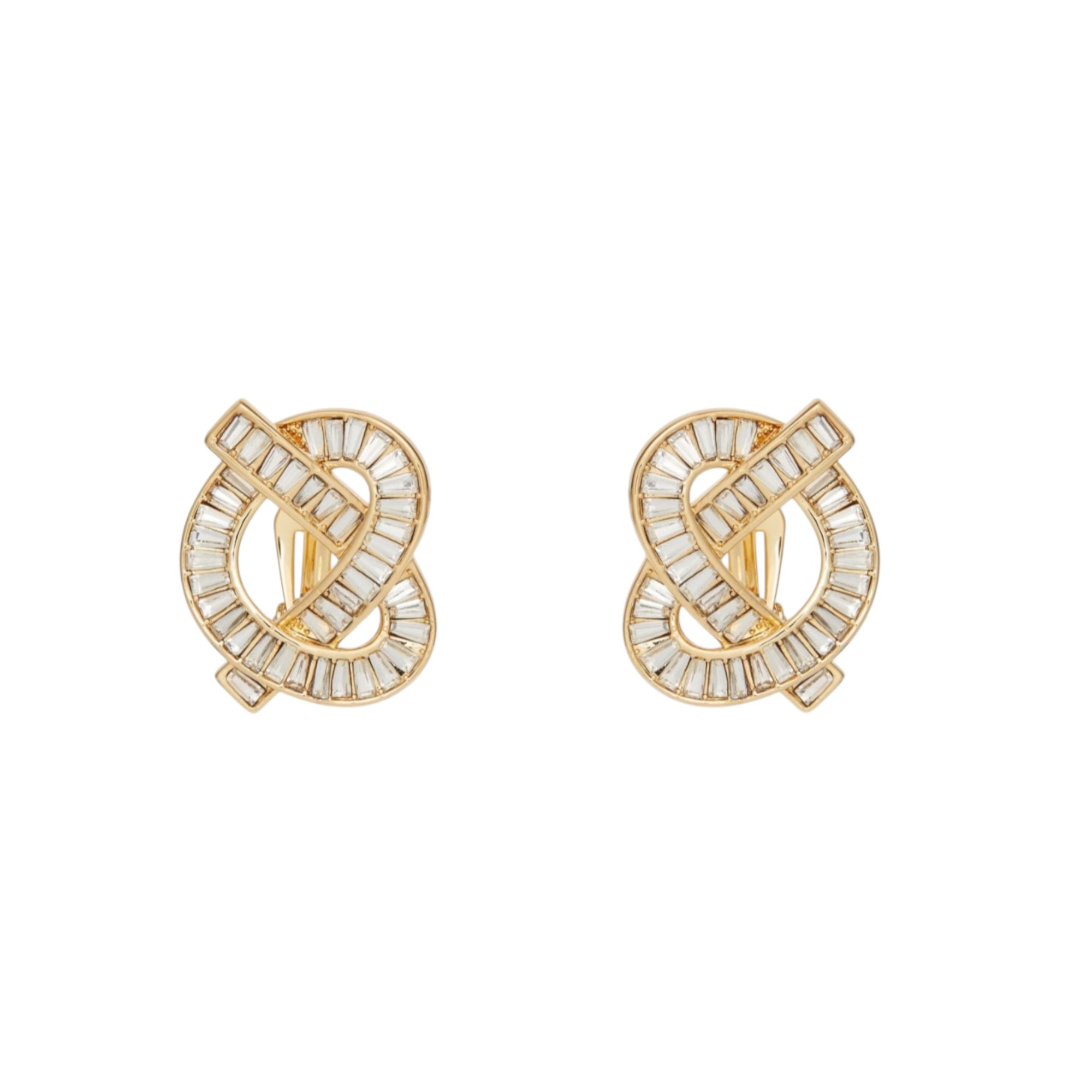 Lele Sadoughi 14K Gold Crystal Pretzel Clip-On Earrings