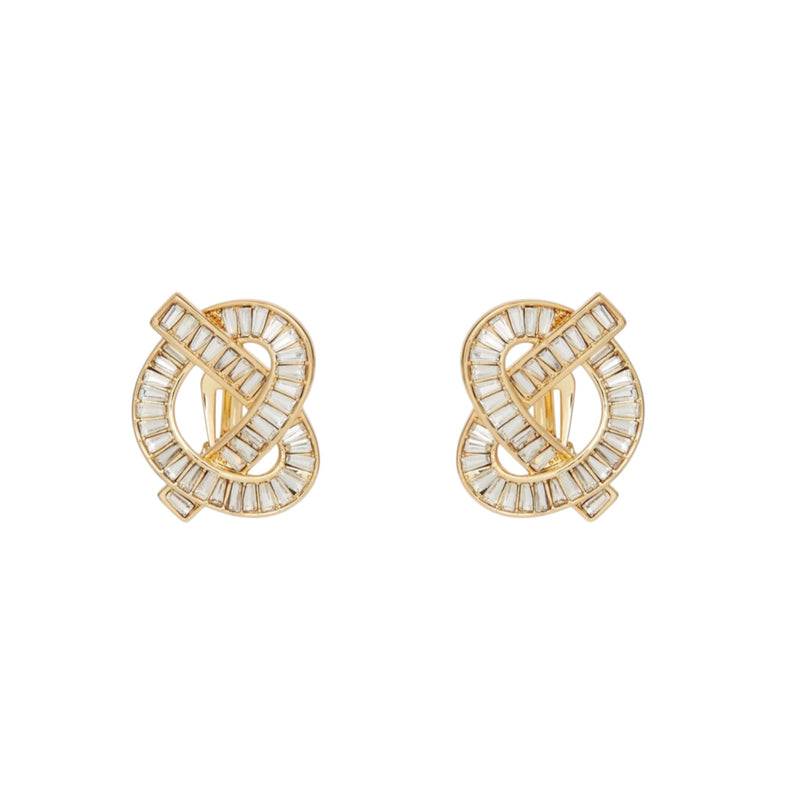 Lele Sadoughi 14K Gold Crystal Pretzel Clip-On Earrings