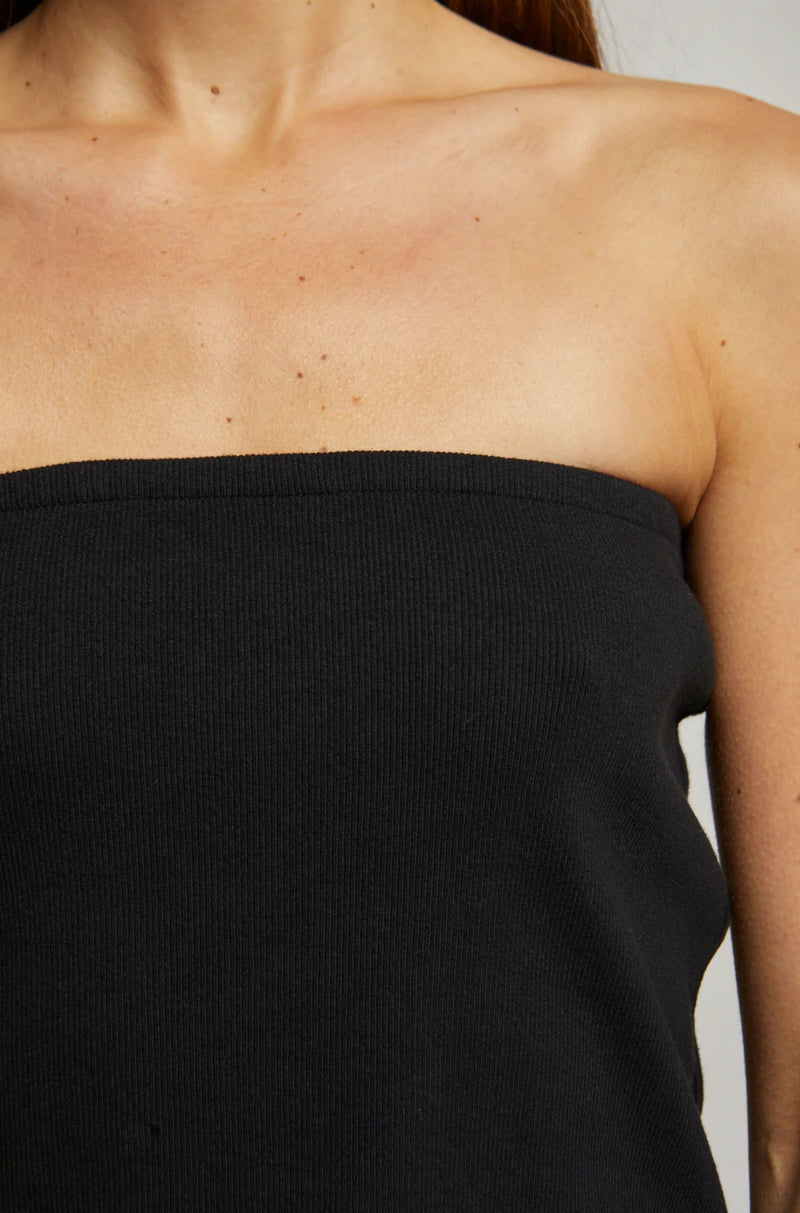 perfectwhitetee Talula Structured Rib Tube Top - True Black