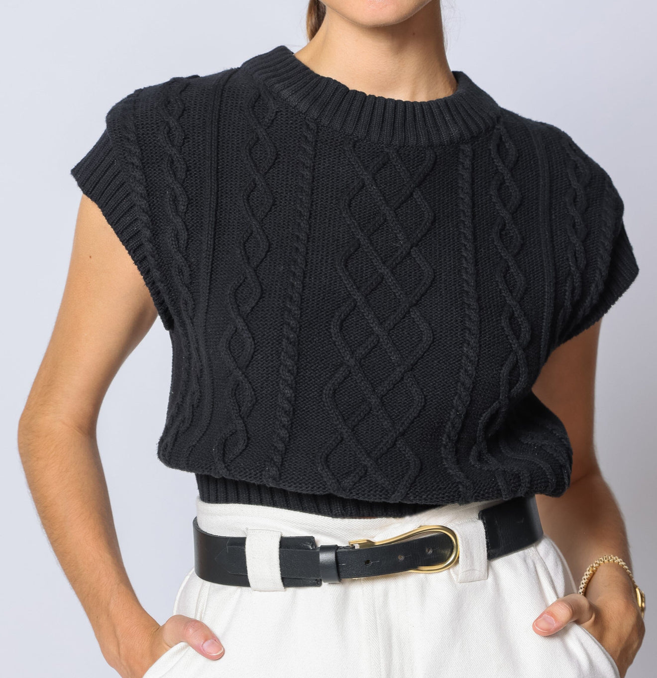 Cleobella Gigi Cropped Sweater Vest - Black