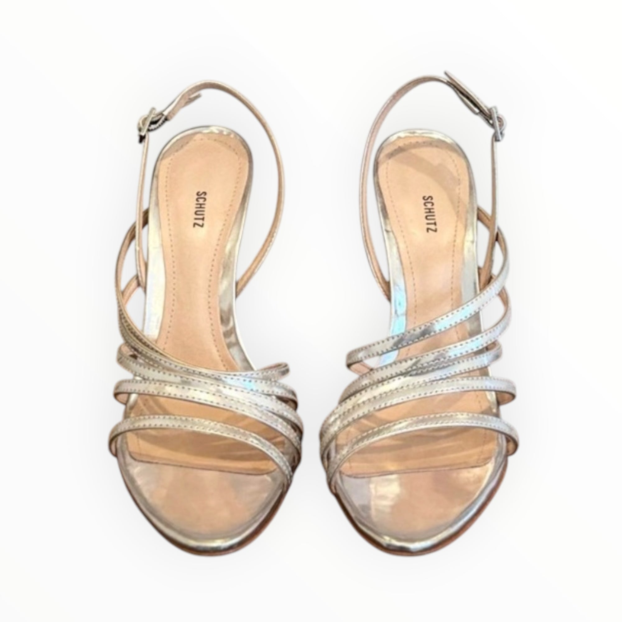 Schutz Talia Strappy Heels - Prata