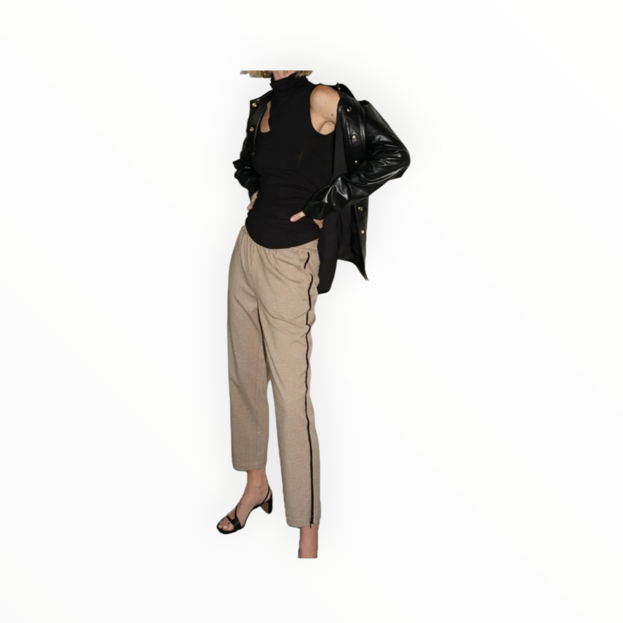 LNA Kip Houndstooth Track Pant - Chestnut