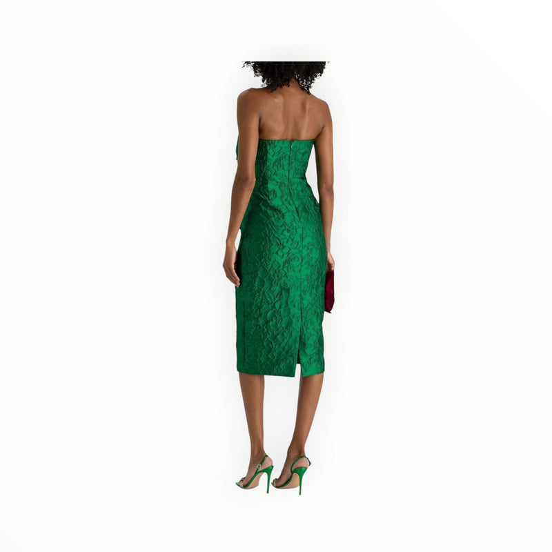 Badgley Mischka Jacquard Bow Dress - Emerald