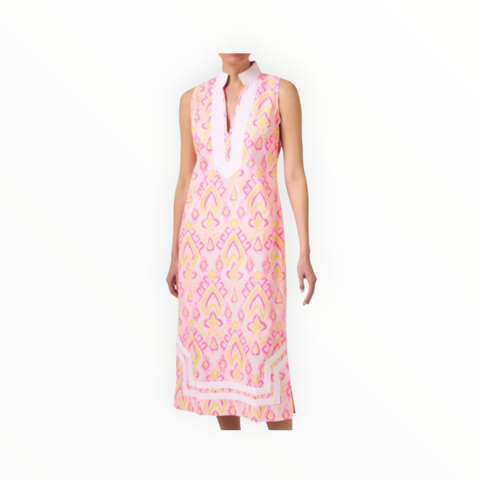 Sail to Sable Pink Ikat Print Cotton Tunic Dress