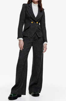 Smythe Pleated Trouser - Black Tweed