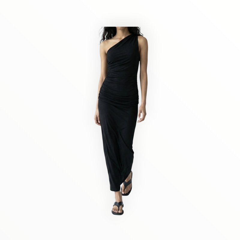 Amanda Maria Bamboo One Shoulder Dress - Black
