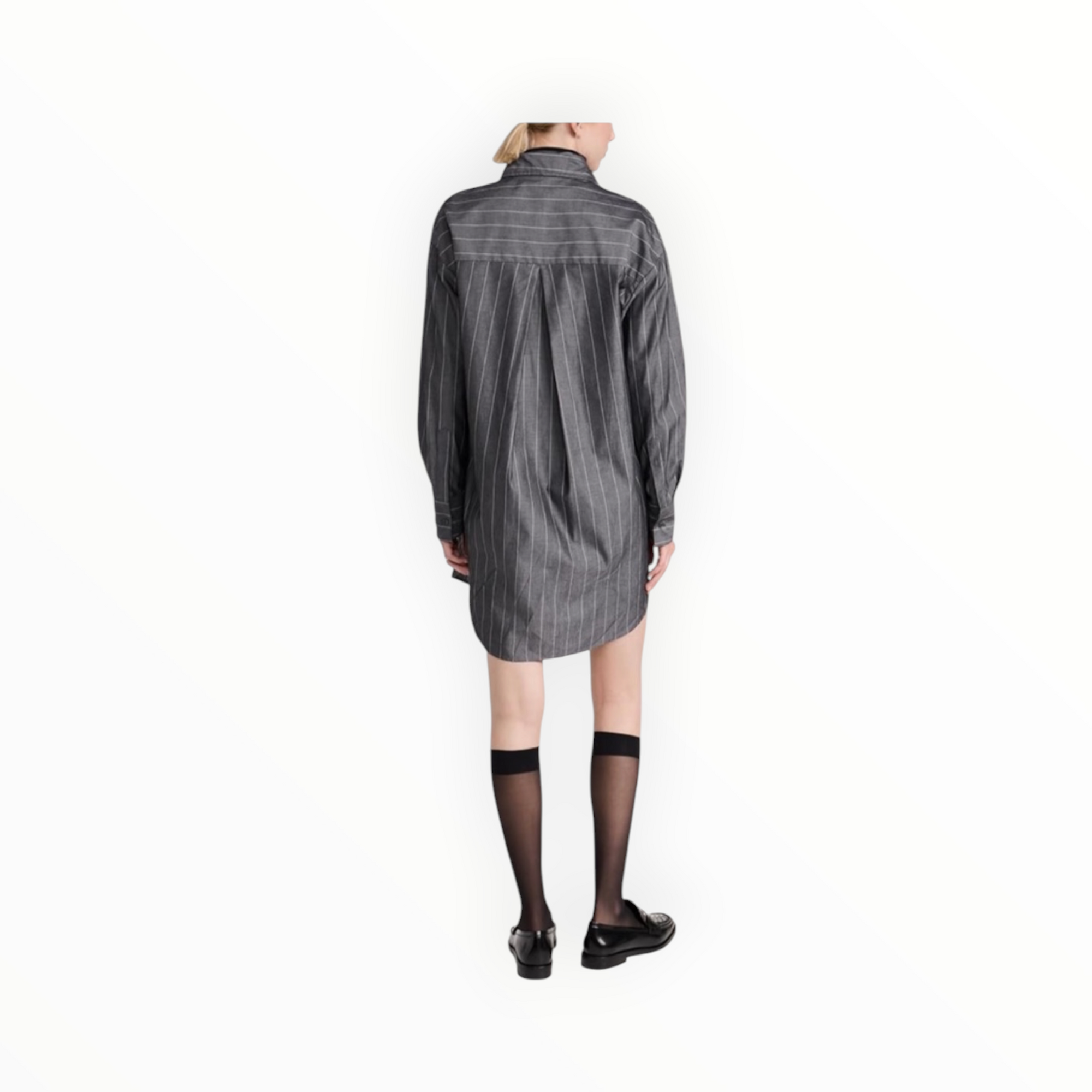 Enza Costa Pinstripe Shirt Dress - Charcoal
