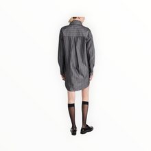 Enza Costa Pinstripe Shirt Dress - Charcoal