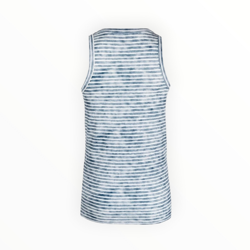 Majestic Filatures Linen Stripe Scoop Neck Tank - Marine/Blanc