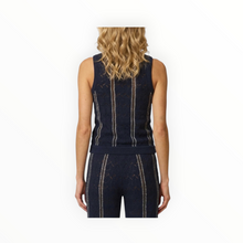 Central Park West Amber Squiggle Stitch Tank - Navy
