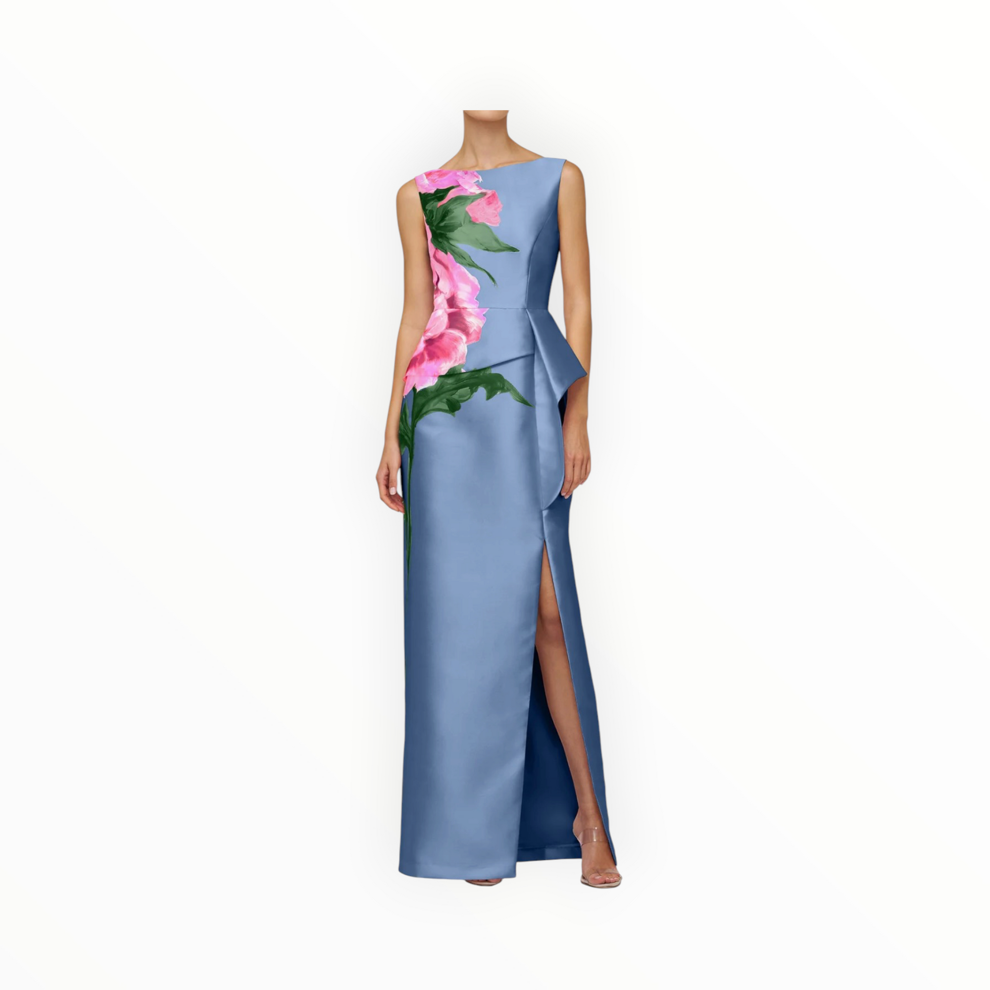 Kay Unger Luciana Column Gown - Pearl Blue Multi