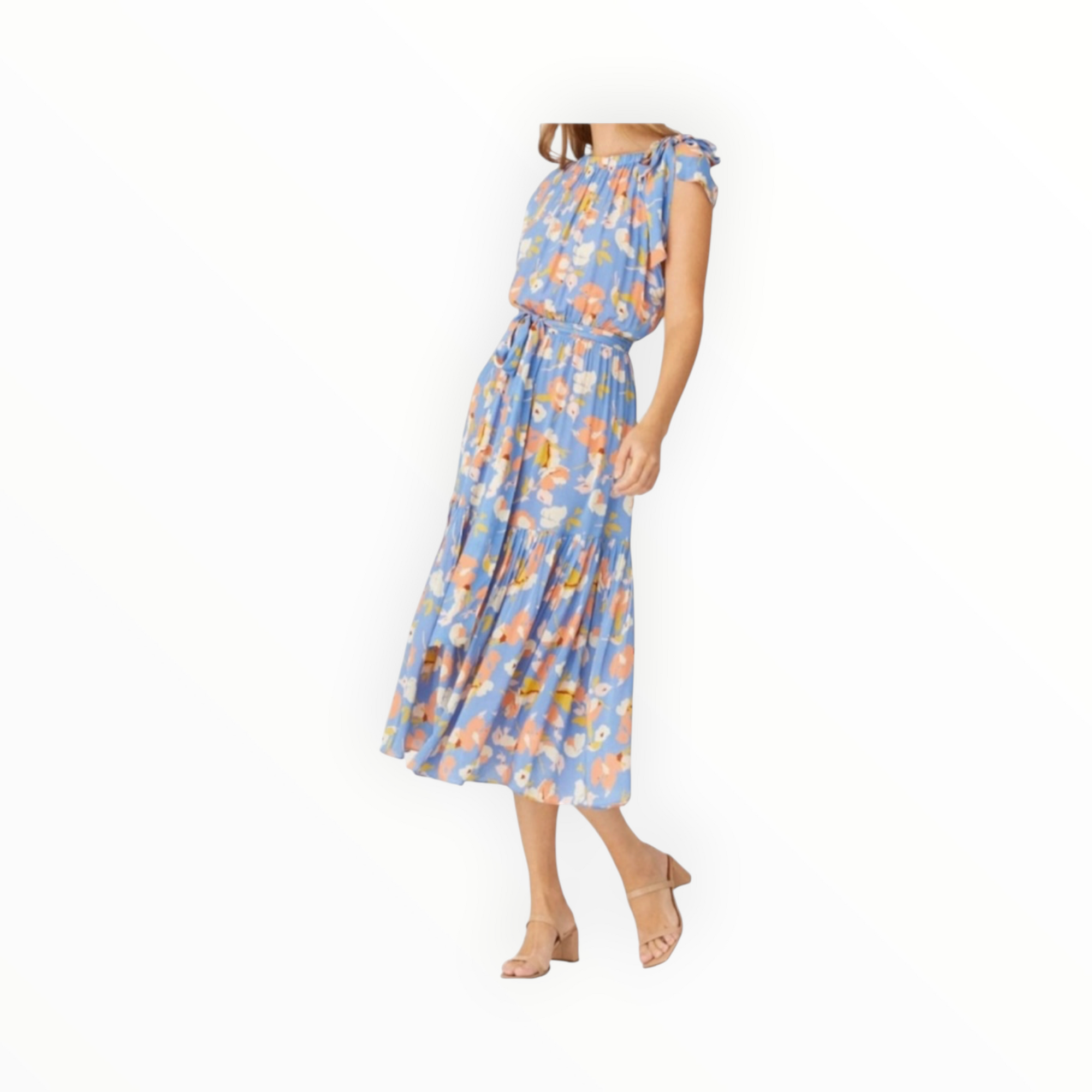 Shoshanna Peony Floral Dress - Slate Blue Multi
