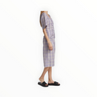 GANNI Seersucker Check V-Neck Midi-Dress - Persian Violet