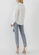 endless rose V Neck Puff Sleeve Top - White