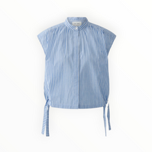 Oui Button Down Blouse - Light Blue/White Stripe