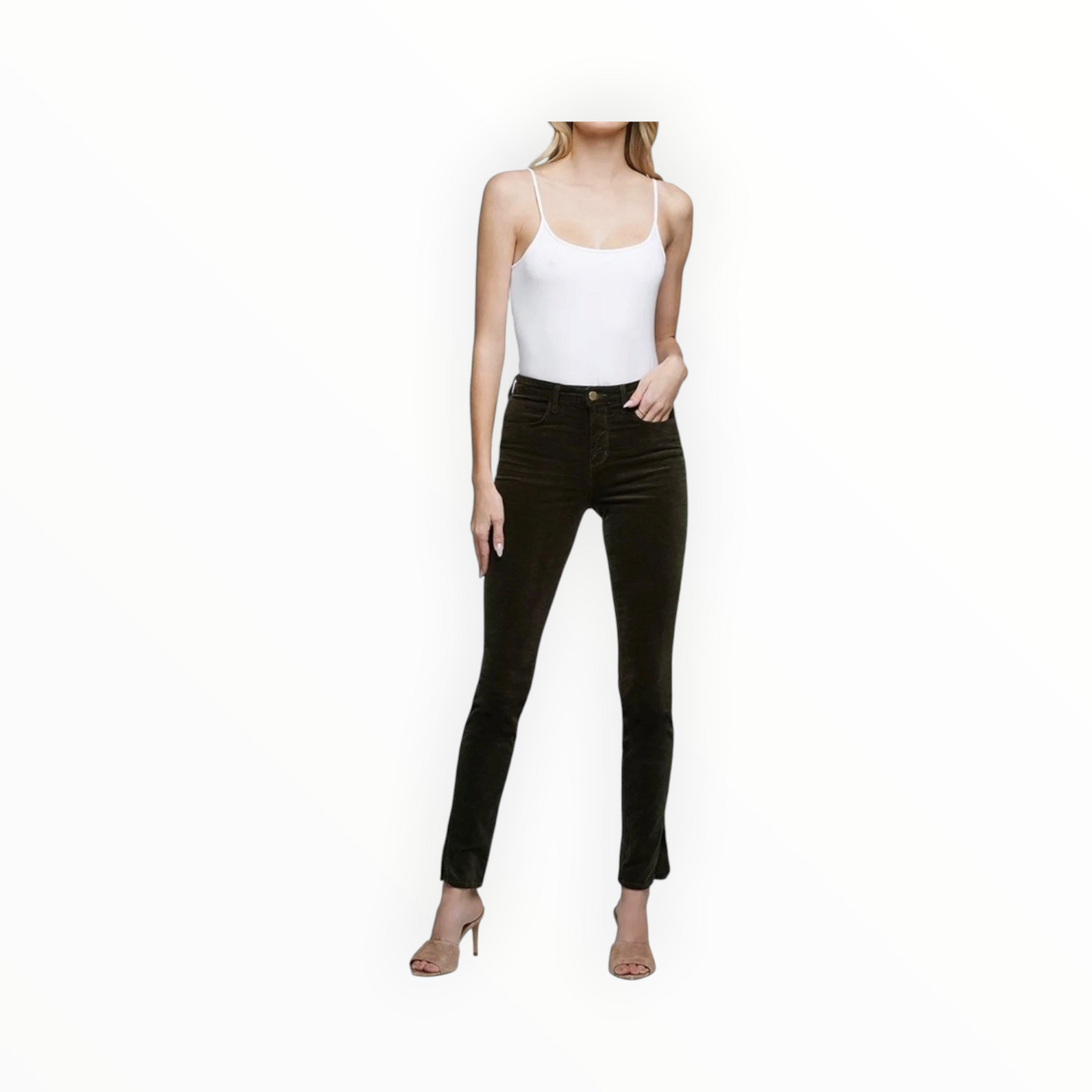L'Agence Josie Skinny Jean - Hunter Green Velvet