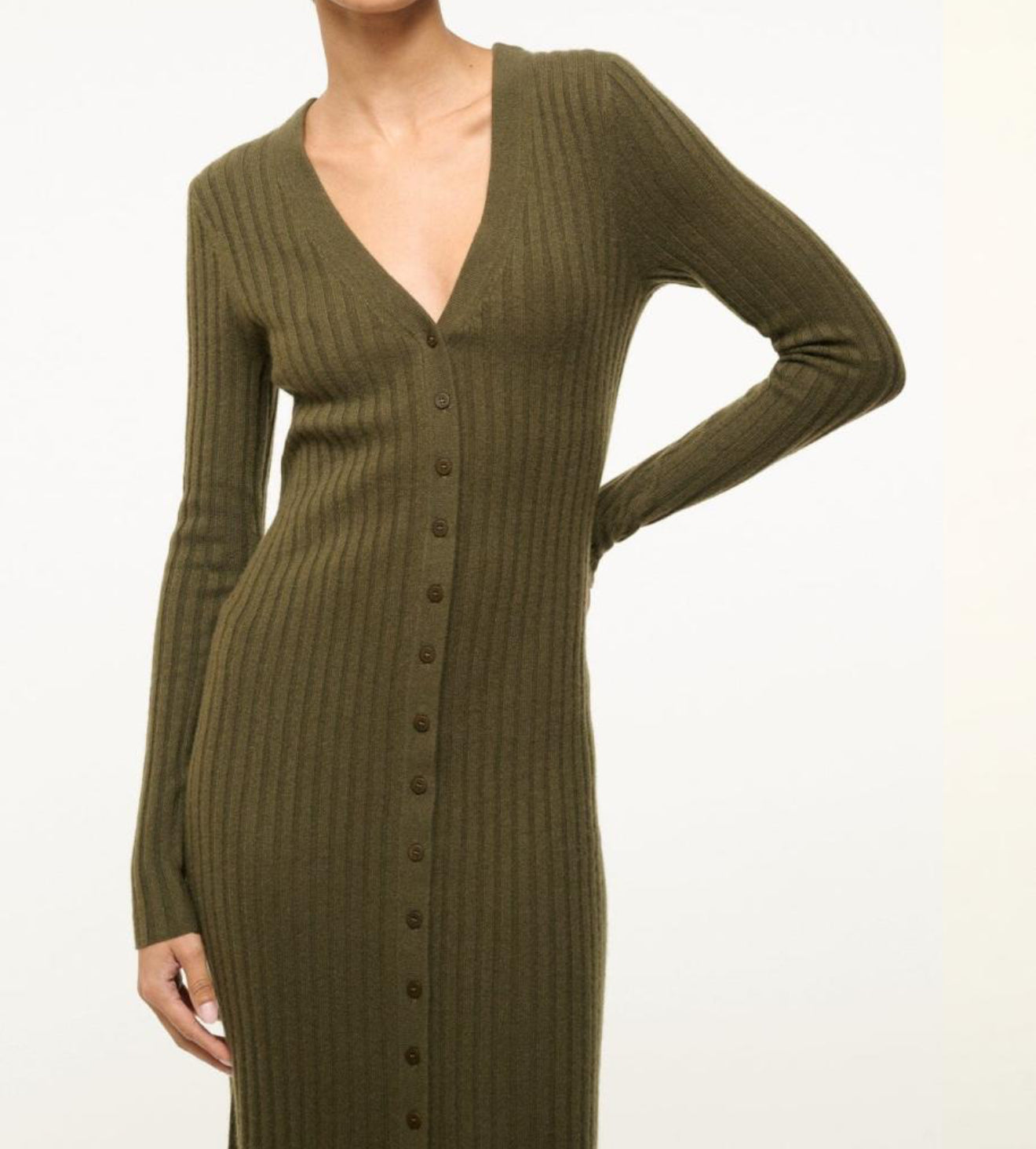 STAUD Shoko Cashmere Sweater Dress - Olive
