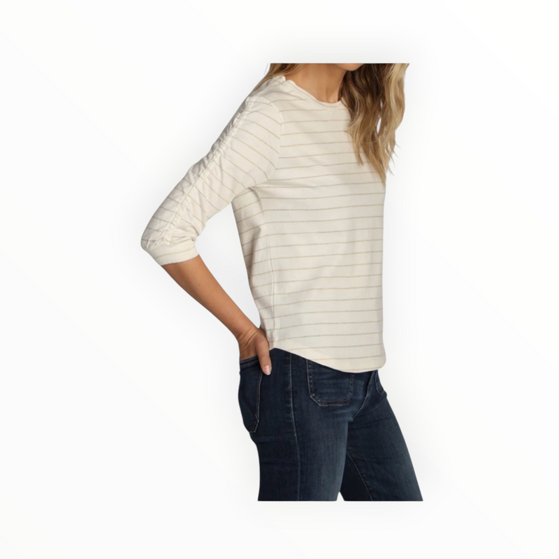 dylan Julia Stripe Knit - White/Gold